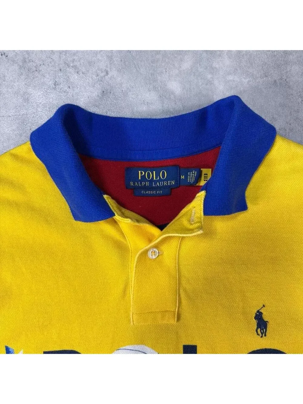 Y2K Polo Ralph Lauren Volleyball AOP Color Block Beach Polo Shirt